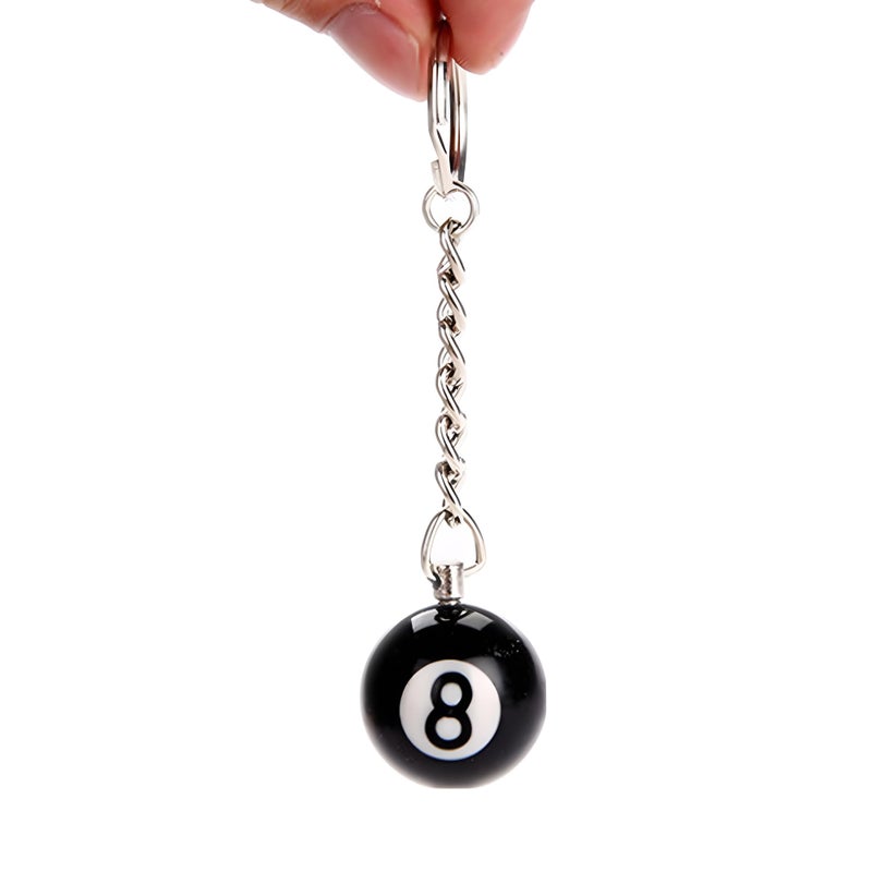 ODETOJOY Billiards Keychain Pool Ball Keychain Lucky 8 Ball Pool Player Gift for Billiards Lover Black 8 Key Ring Dia 1inch (1pc/set) - Image 3